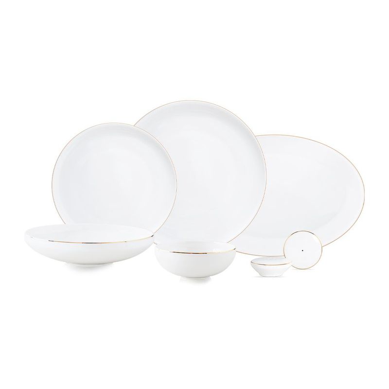 Set assiette Serenity 27 pcs blanc-doré LDS-2716