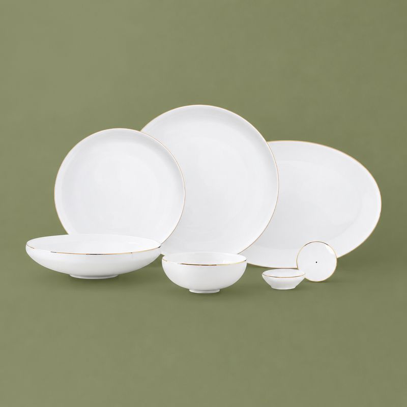 Set assiette Serenity 27 pcs blanc-doré LDS-2716