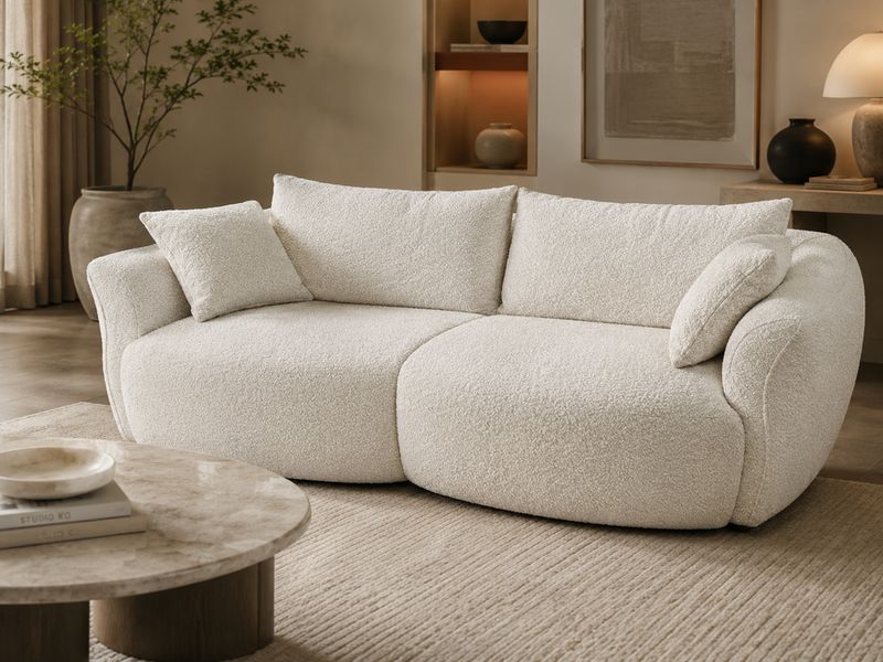 Canapé 3 places UP25003 en teddy - design arrondi