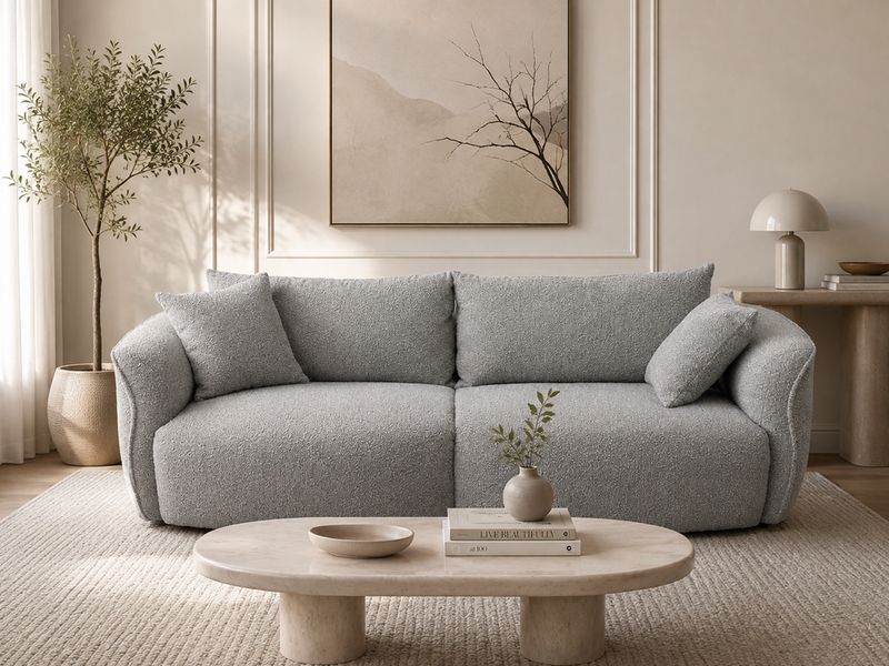 Canapé 3 places UP25003 en teddy - design arrondi