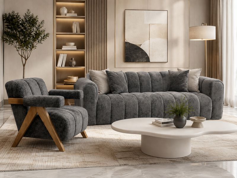 Canapé Ava12 Tissu Chenille Texturé | UP23052