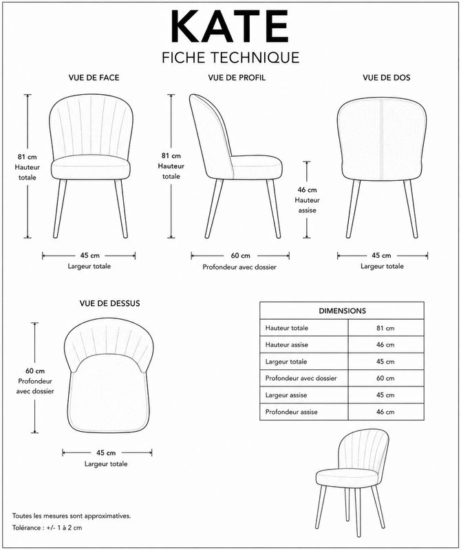 Chaise Kate Beige - Réf:998-04