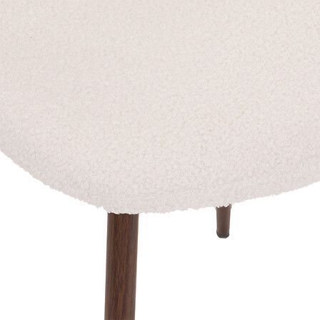 Chaise Roka en bouclette blanche – Pieds effet noyer | 185104