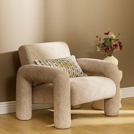 Fauteuil Elyon en tissu beige | 214267A