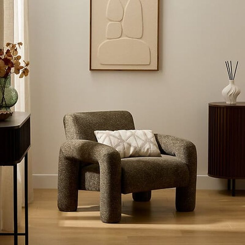Fauteuil Elyon en tissu vert kaki | 214267B