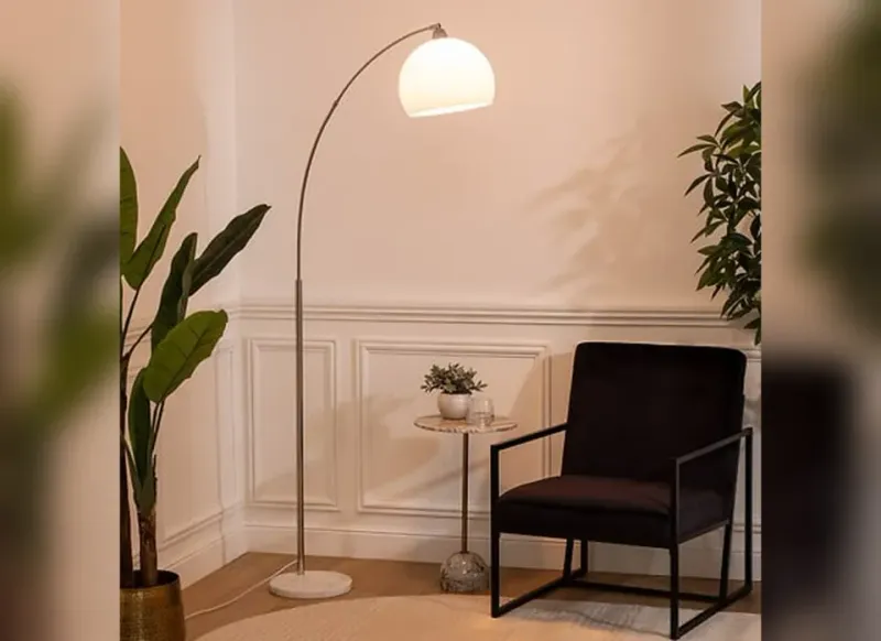Lampadaire arc Geda - abajour blanc 116226
