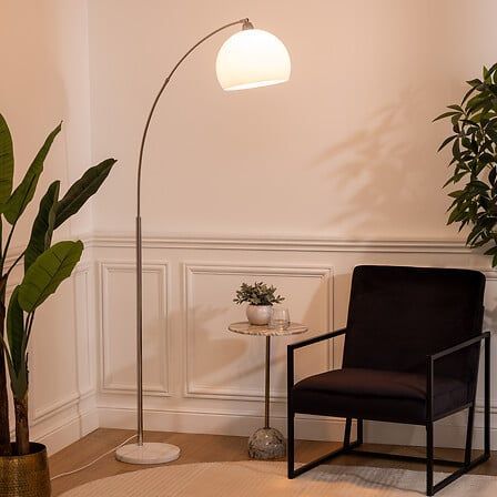 Lampadaire arc Geda - abajour blanc 116226