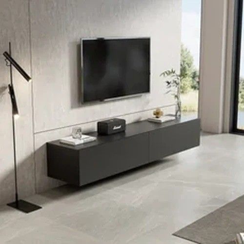 Meuble TV suspendu Mona 180 cm - Noir mat - Réf: Mona-1800MB Matt Black