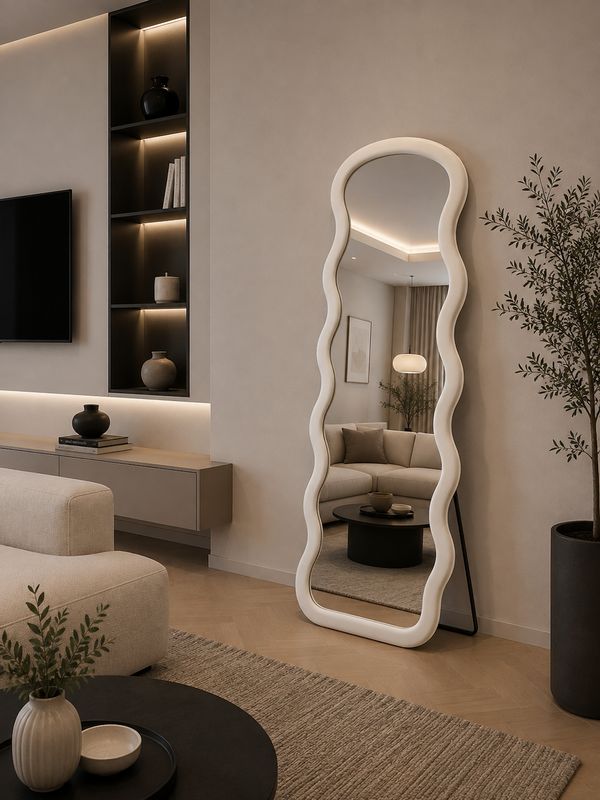 Miroir velouté blanc crème avec Pied – 70x170 cm | SENA2508133