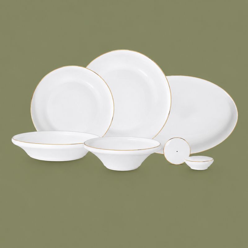 Set assiette Perla 27 pcs blanc-doré LDS-2706