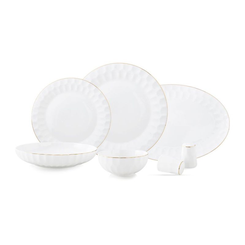 Set assiette Saphir 27 pcs blanc-doré LDS-2714