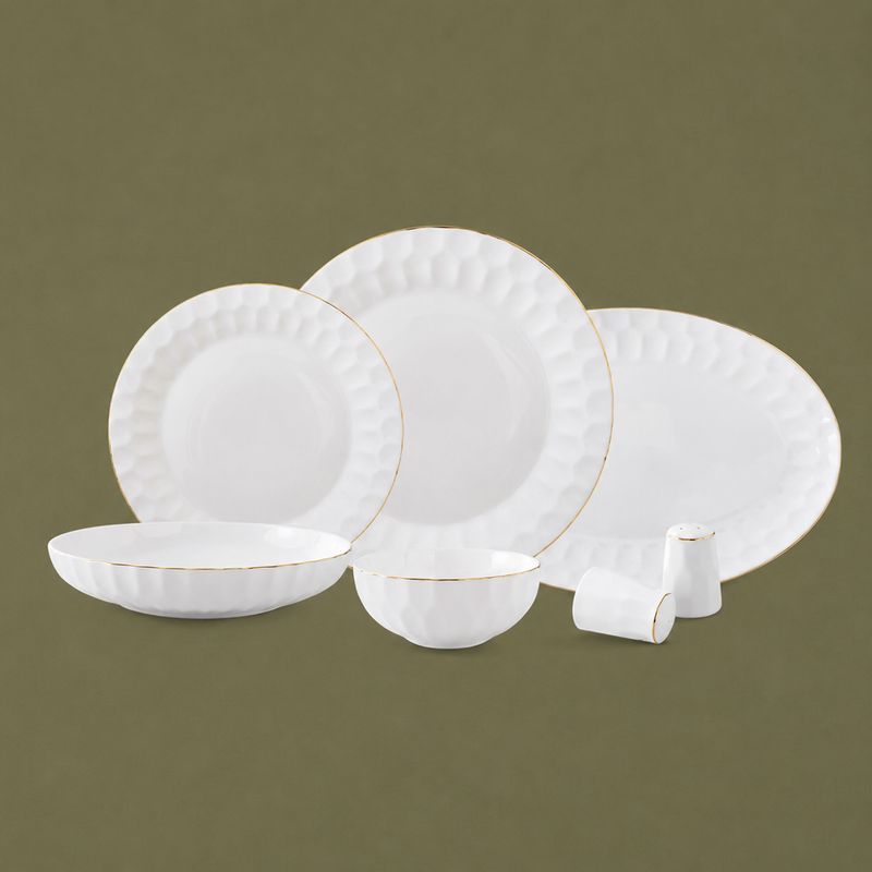 Set assiette Saphir 27 pcs blanc-doré LDS-2714