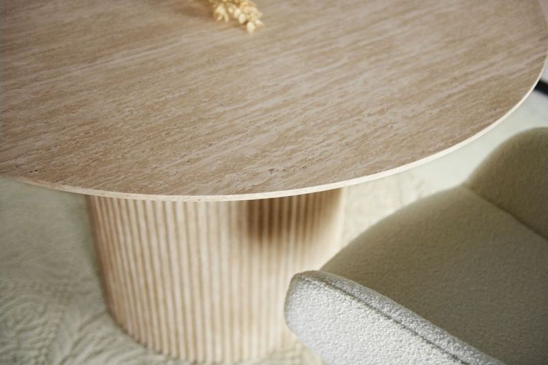 Table à manger Arch ronde 120/140 cm - Réf: Arch Travertin