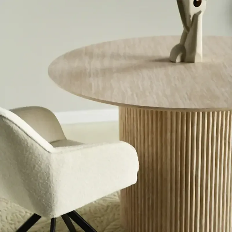 Table à manger Arch ronde 120/140 cm - Réf: Arch Travertin