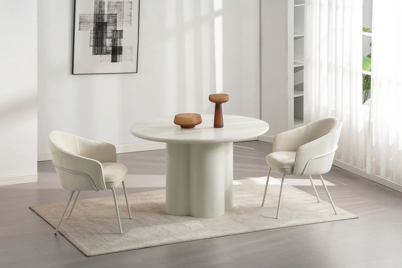 Table à manger ronde 120/140 cm - Réf: Round crème PT11M