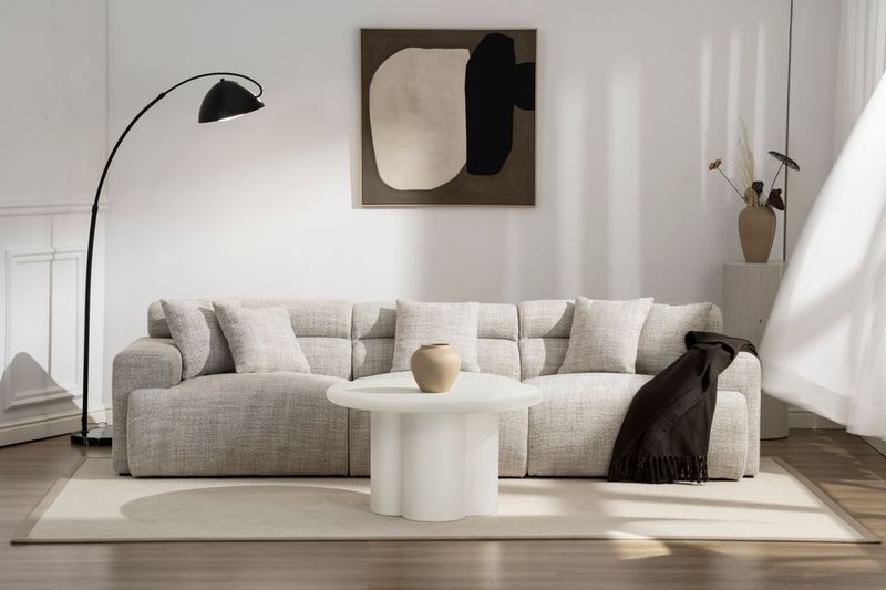 Table basse ronde 80 cm crème - Réf: Round 800 PT-11M