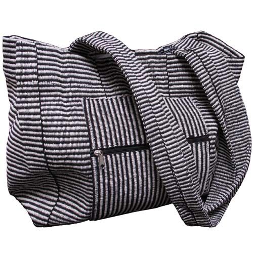 Woven Black &amp; White Tote Bag