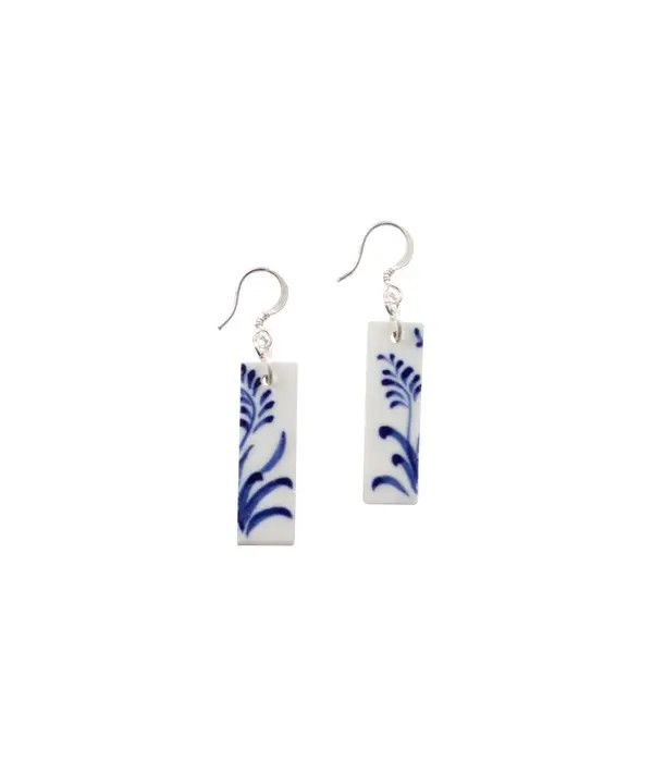 Blue &amp; White Ceramic Earrings