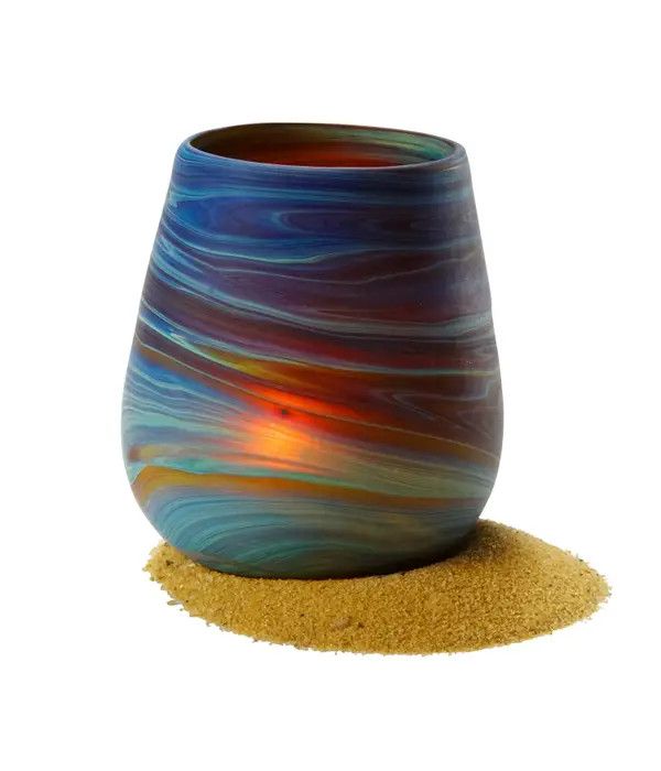 Indigo Swirl Phoenician Glass Candleholder