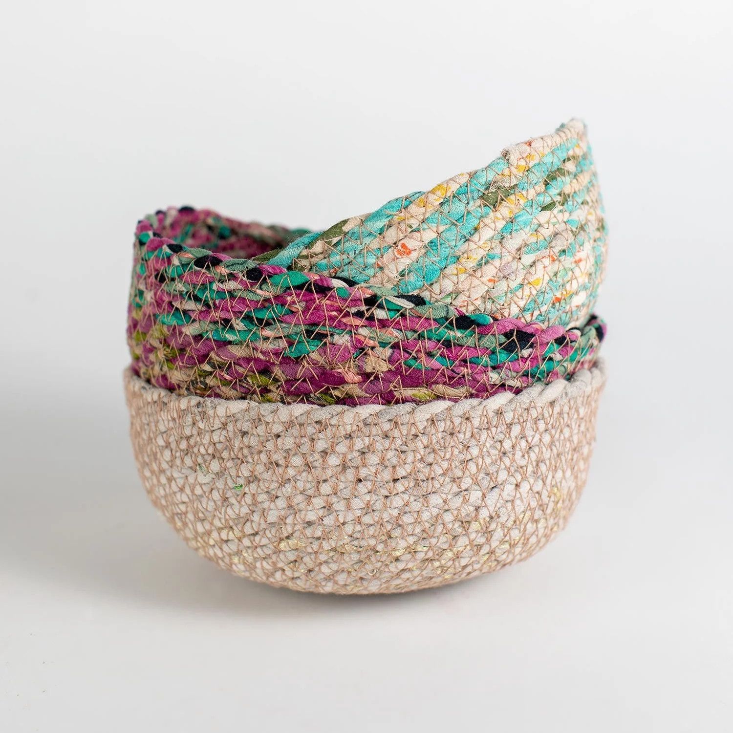 Woven Sari Basket - Small