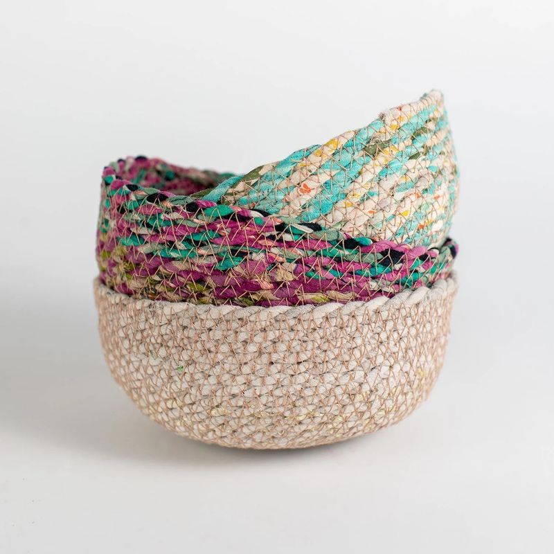 Woven Sari Basket - Small