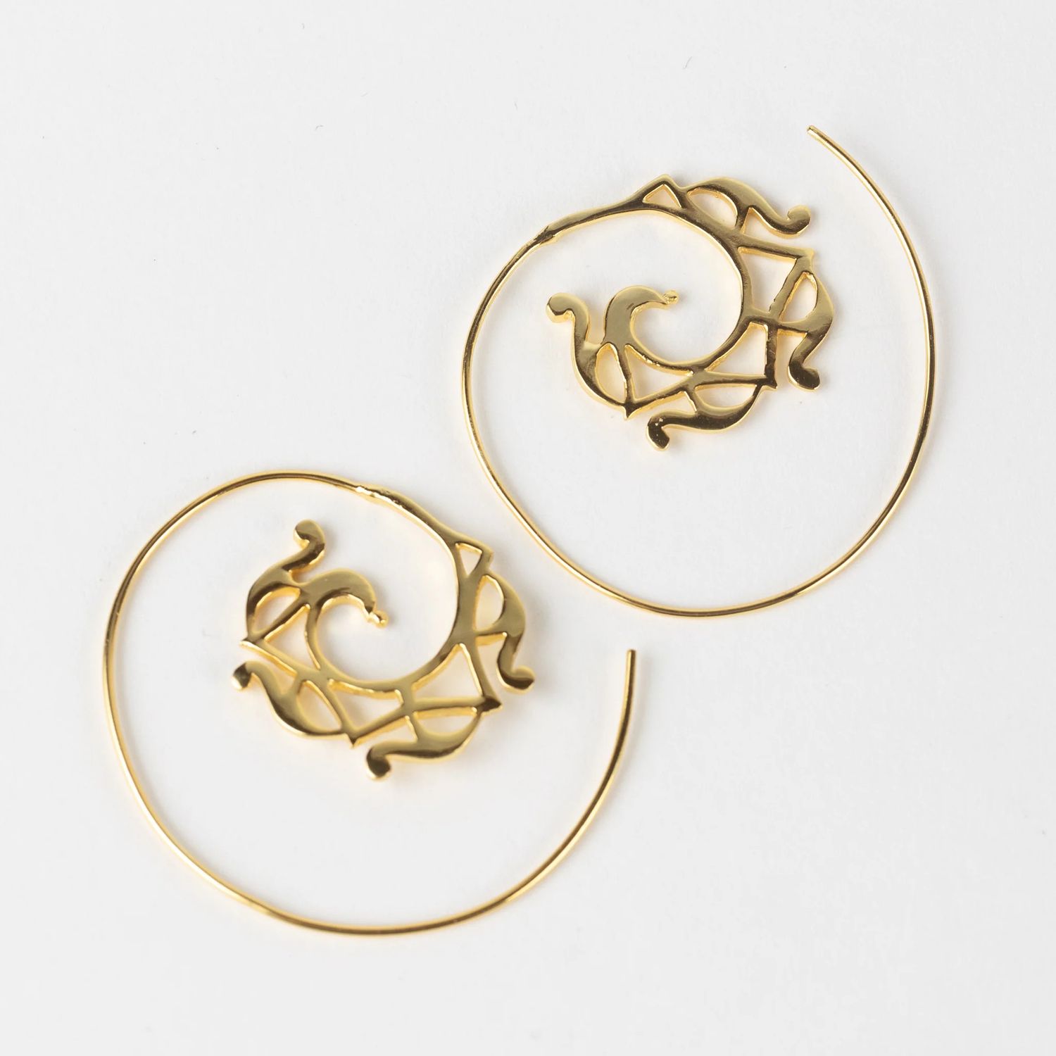 Gold Swirl Pull Through Earrings