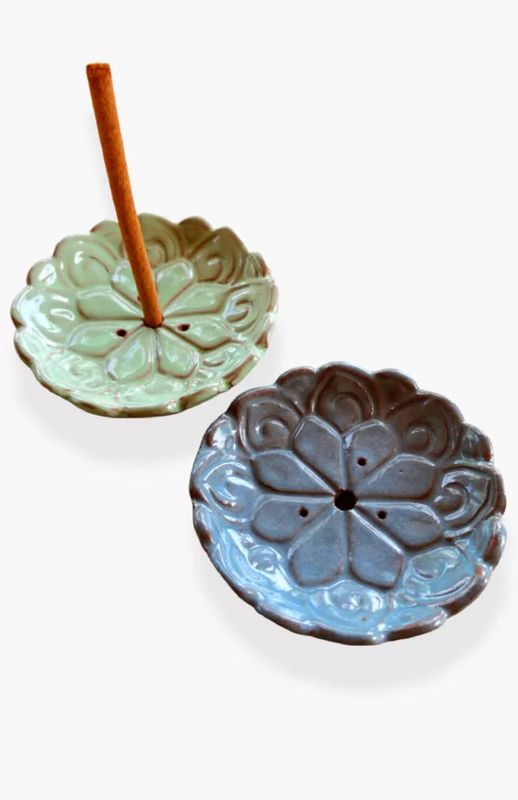 Ceramic Floral Incense Burner Assorted Colors