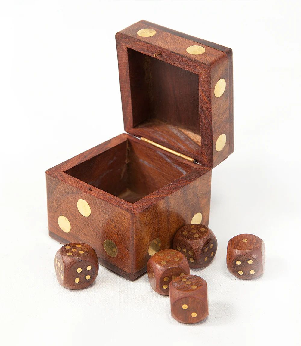 Sheesham Wood Dice in Box Set of 5