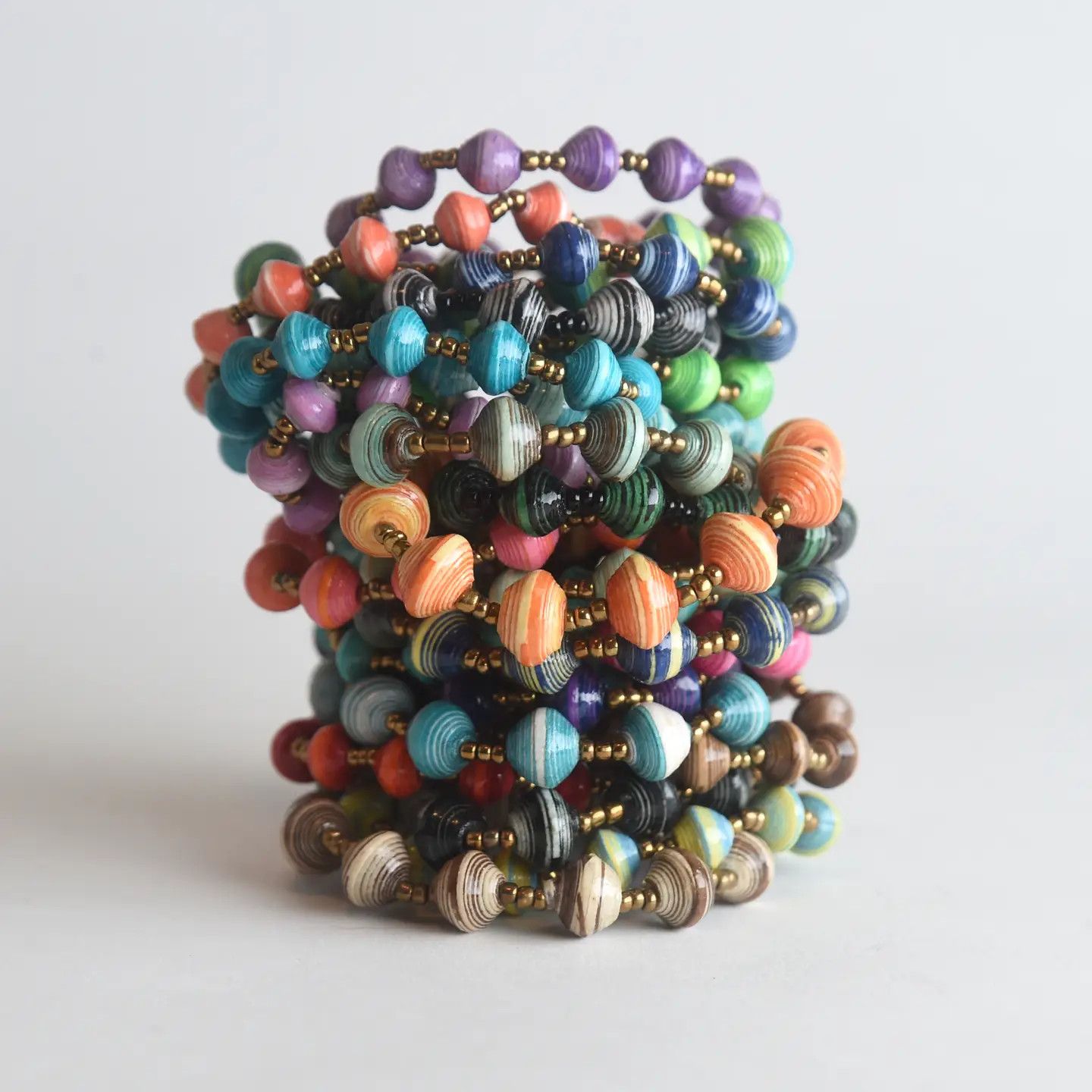 Colorful Rolled Paper Bead Bracelet