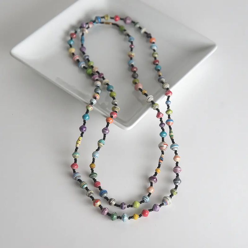 Colorful Rolled Paper Bead Necklace