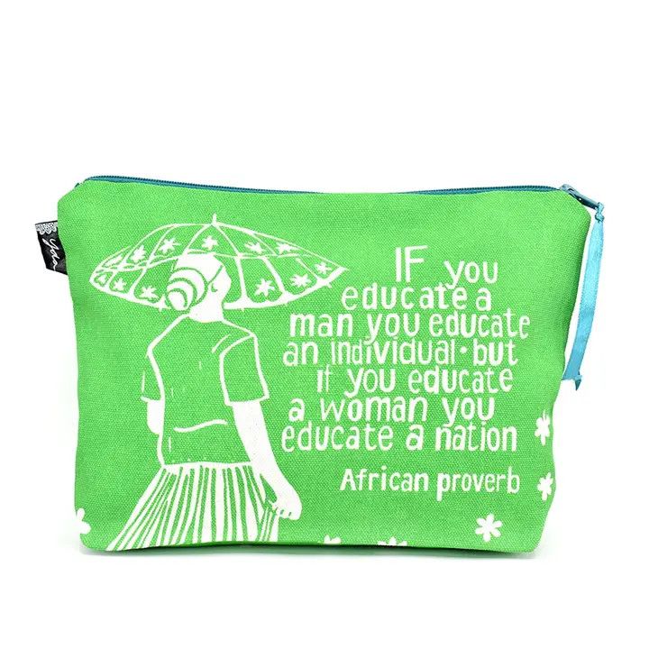African Proverb Purse Green Educate A Woman