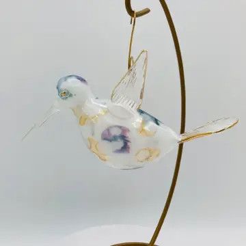 Blown Glass Hummingbird Ornament Green