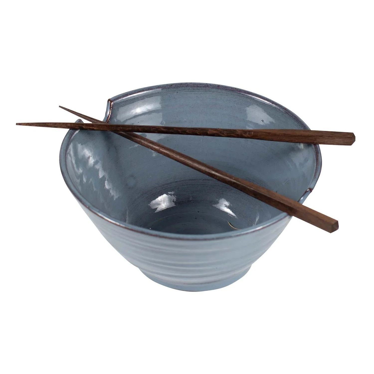 Ceramic Bowl with Chopsticks - Blue