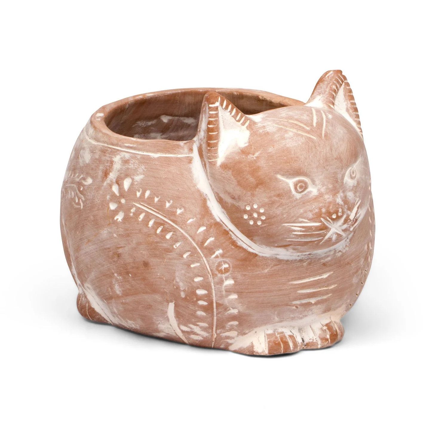 Crouching Cat Terra Cotta Planter