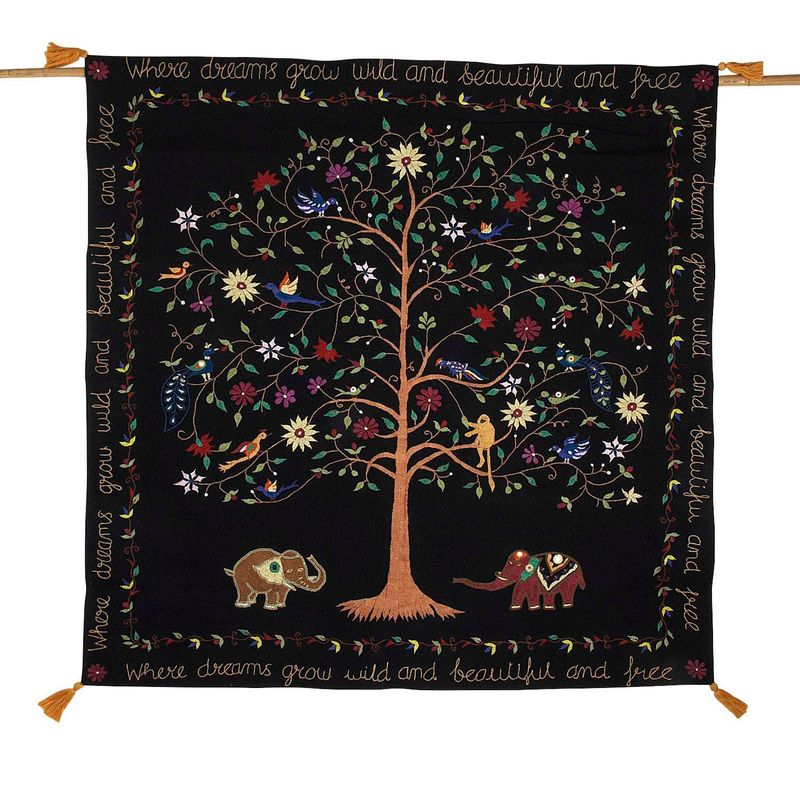 Embroidered Tree of Life Wall Hanging