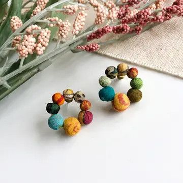 Hoop Kantha Post Earrings