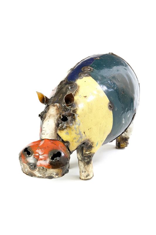 Recycled Metal Colorful Hippo