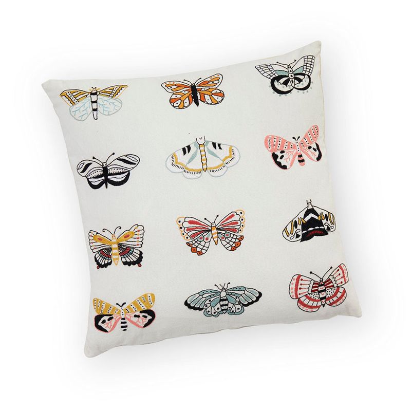 Embroidered Butterfly Pillow