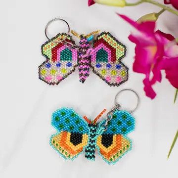 Beaded Butterfly Keychain