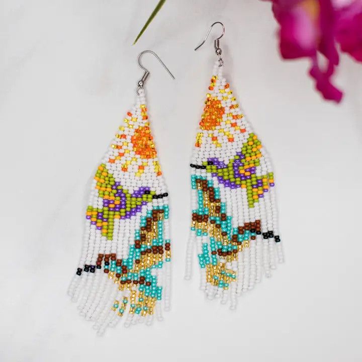 Sunrise Hummingbird Beaded Earring