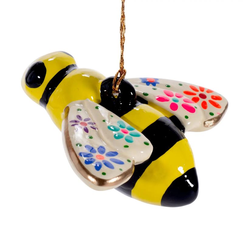 Confetti Ceramic Bee Ornament
