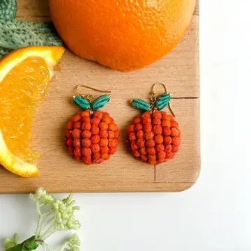 Fruity Kantha Orange Earrings