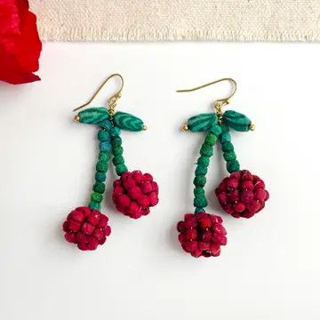 Fruity Kantha Cherry Earrings