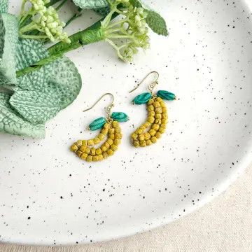 Fruity Kantha Banana Earrings