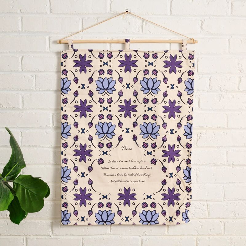 Peace Poem Lotus Wall Hanging