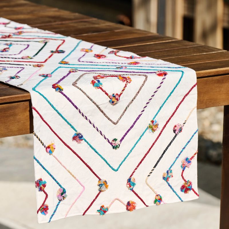 Recycled Sari Pompom Table Runner
