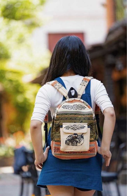 Cotton Block Print Backpack