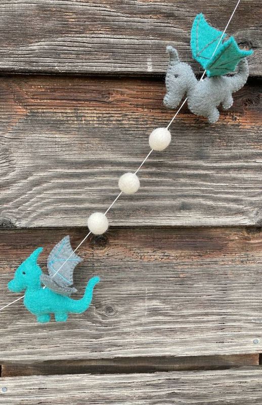 Felted Dragon Garland