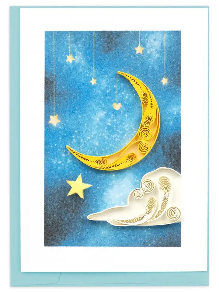 Moon &amp; Stars Quilled Gift Enclosure Card
