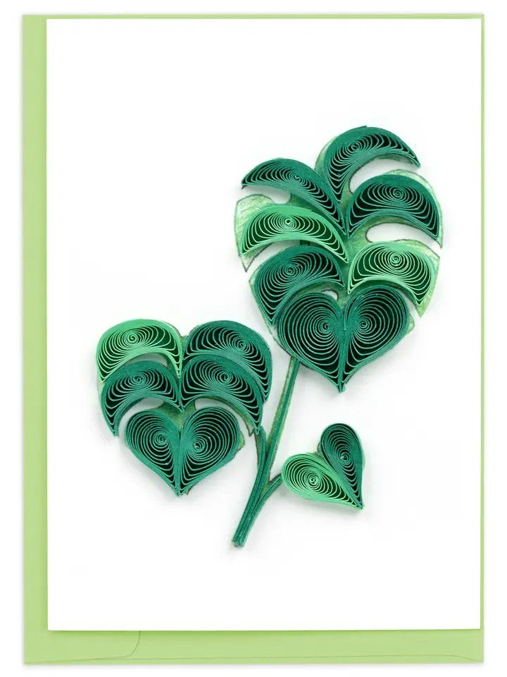 Monstera Leaf Quilled Gift Enclosure Card